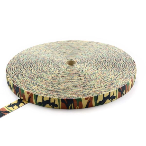 Sangle en polyester Camouflage 50mm - 7500kg - vert armée - Vendu par mètre